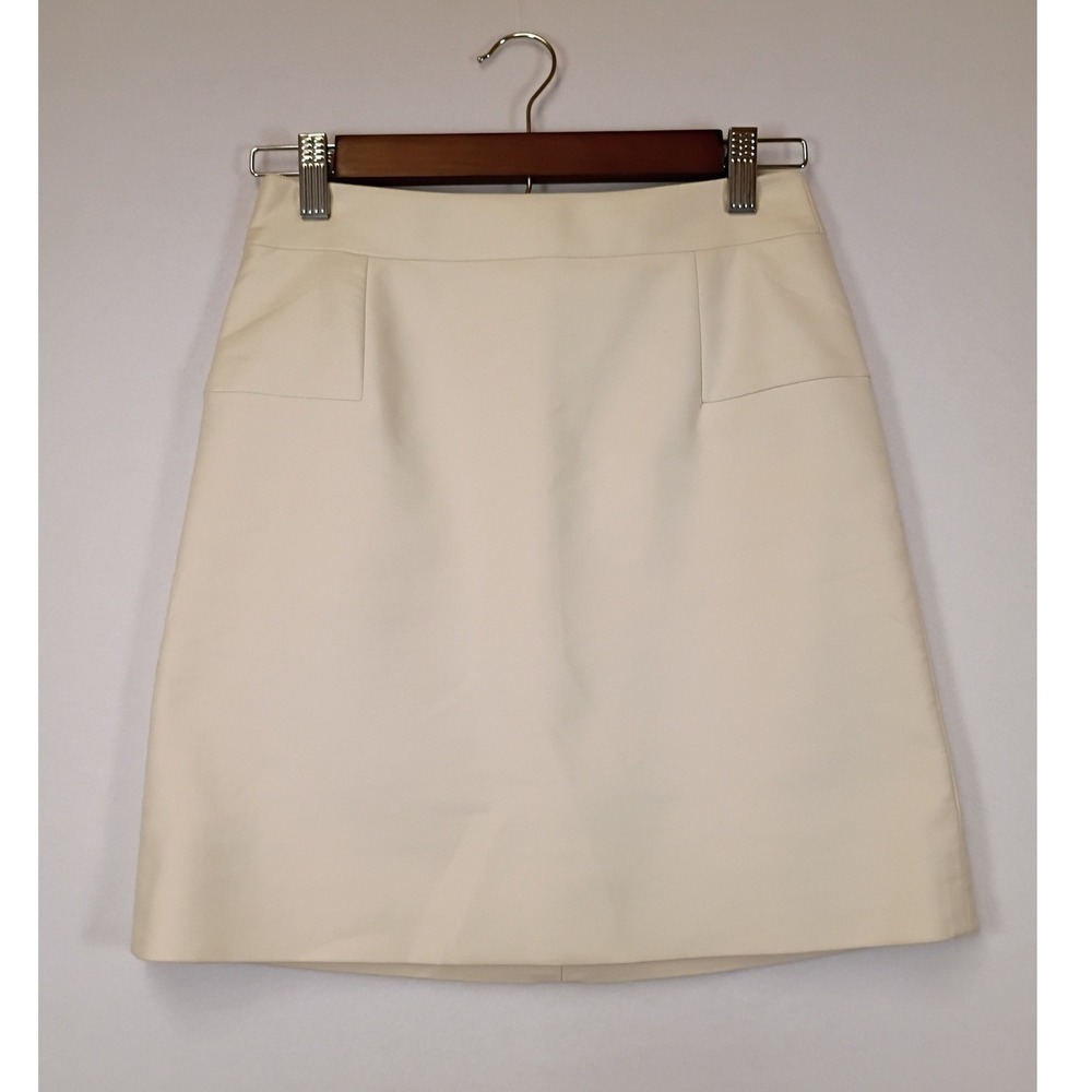 Classic Preppy J.Crew Womens 00 Ivory Cotton Blend A-Line Mini Skirt 56445